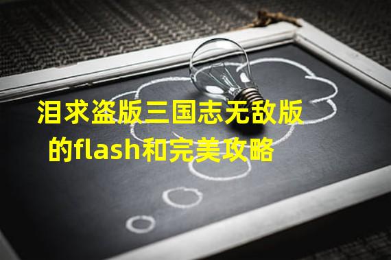 泪求盗版三国志无敌版的flash和完美攻略