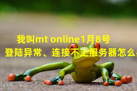 我叫mt online1月8号登陆异常、连接不上服务器怎么办