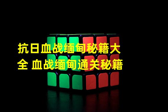 抗日血战缅甸秘籍大全 血战缅甸通关秘籍