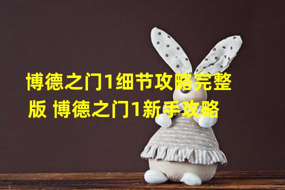 博德之门1细节攻略完整版 博德之门1新手攻略