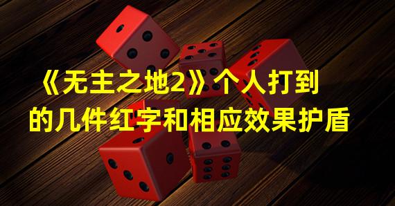 《无主之地2》个人打到的几件红字和相应效果护盾