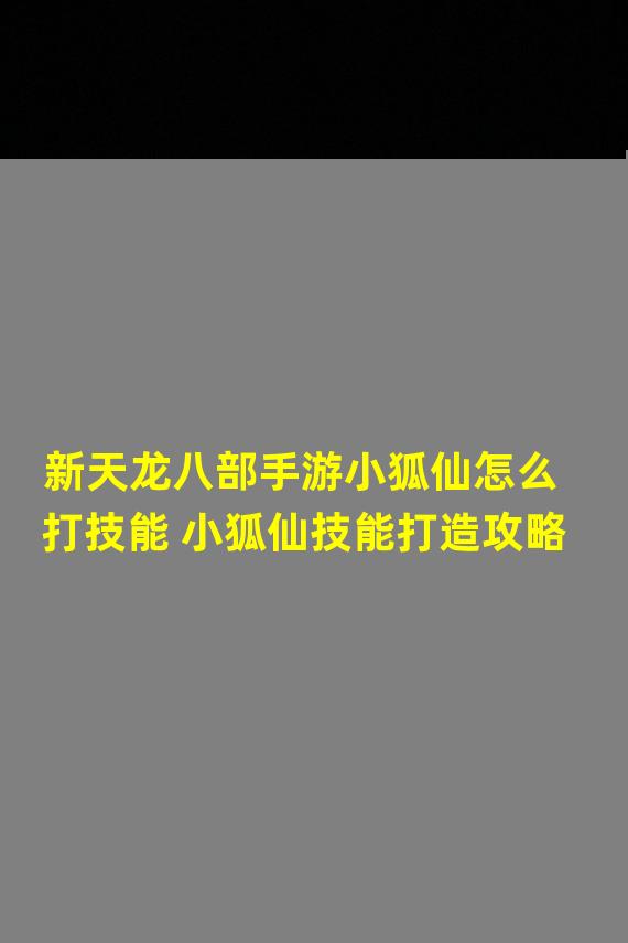 新天龙八部手游小狐仙怎么打技能 小狐仙技能打造攻略